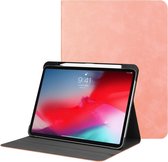 Effen kleur koeienhuid textuur Horizontaal Flip PU lederen tas voor iPad Pro 11 inch (2018), met houder en slaap / waakfunctie (roze)