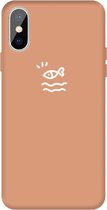 Voor iPhone XS / X klein vispatroon kleurrijke frosted TPU telefoon beschermhoes (koraaloranje)