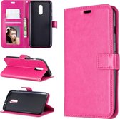 Crazy Horse Texture Horizontal Flip Leather Case voor OnePlus 7, met houder & kaartsleuven & portemonnee & fotolijst (Rose Red)