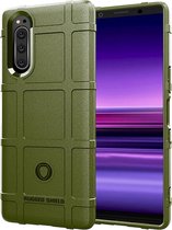 Voor Sony Xperia 5 Full Coverage Shockproof TPU Case (Army Green)