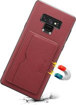 Voor Galaxy Note9 Denior V3 luxe auto koeienhuid lederen beschermhoes met houder en kaartsleuf (donkerrood)