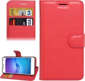 Voor Huawei Enjoy 6 Litchi Texture Horizontal Flip PU lederen tas met houder & kaartsleuven & portemonnee (rood)