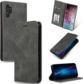 Retro skin feel zakelijke magnetische horizontale flip lederen case voor Galaxy Note 10 pro (donkergrijs)