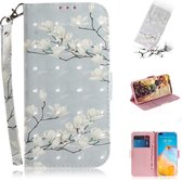 Voor Huawei P40 3D-schilderen Horizontale flip lederen tas met houder en kaartsleuf en portemonnee en lanyard (magnolia)