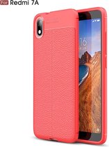 Litchi Texture TPU schokbestendige hoes voor Xiamo Redmi 7A (rood)