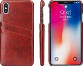 Fierre Shann Retro Oil Wax Texture PU lederen tas voor iPhone XS Max, met kaartsleuven (bruin)