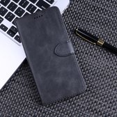 Horizontale lederen flip-hoes met kalfsleer voor Galaxy A8 (2018), met houder en kaartsleuven en portemonnee (zwart)
