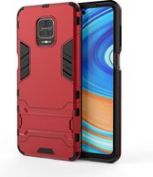 Voor Geschikt voor Xiaomi Redmi Note 9S PC + TPU schokbestendige beschermhoes met houder (rood)