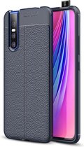 Litchi Texture TPU schokbestendige hoes voor VIVO V15 Pro (marineblauw)