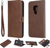 Voor Huawei Mate 20 Effen kleur Horizontale Flip Beschermhoes met houder & kaartsleuven & portemonnee & fotolijst & lanyard (bruin)