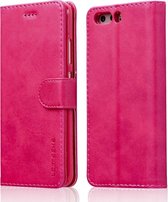Voor Huawei P10 LC.IMEEKE kalfsleer Horizontale flip lederen tas, met houder & kaartsleuven & portemonnee (rose rood)