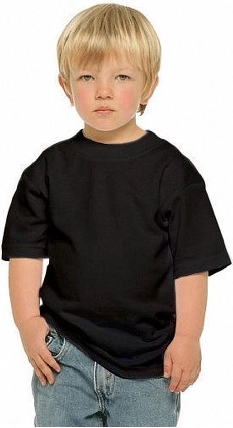 Set van 2x stuks zwarte kinder t-shirts 100% katoen - Kinderkleding basics,  maat:... | bol.com