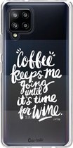 Casetastic Samsung Galaxy A42 (2020) 5G Hoesje - Softcover Hoesje met Design - Coffee Wine White Transparent Print