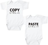 Baby rompertje Copy Paste (tweeling) | Lange mouw 50/56 wit