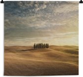 Wandkleed Toscaanse landschappen - Geel landschap in het Italiaanse Toscane Wandkleed katoen 120x120 cm - Wandtapijt met foto