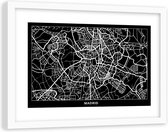 Foto in frame , Plattegrond Madrid , 120x80cm , Zwart wit , wanddecoratie