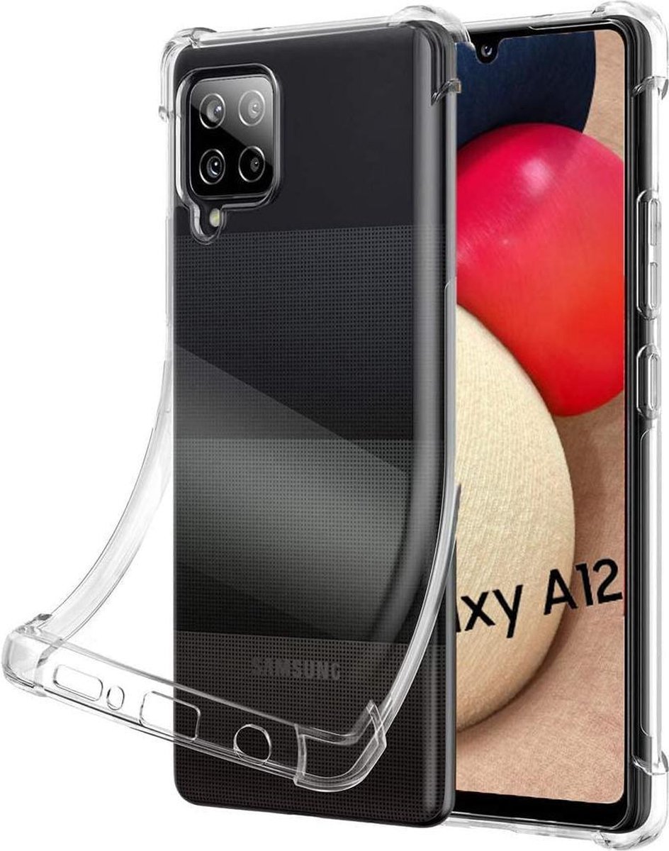 Shockproof Hoesje Geschikt voor: Samsung Galaxy A12 - Anti -Shock Silicone - Transparant