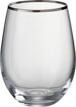 J-Line drinkglas Bol Rand - glas - zilver - 6 stuks