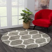 Tapijtenloods Madrid Shaggy Rond Design Vloerkleed Grijs Hoogpolig- 150 CM ROND