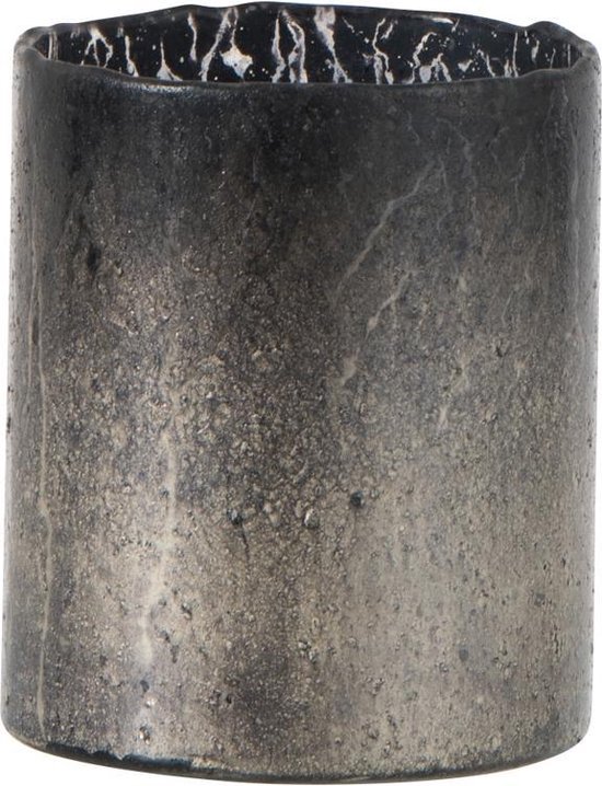 J-Line Vaas Cilinder Ruw Glas Smokey Zilver Small