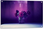 Tuinposter – Rozen in het Paarse Licht - 90x60cm Foto op Tuinposter  (wanddecoratie voor buiten en binnen)