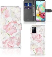 GSM Hoesje Geschikt voor Samsung Galaxy A71 Wallet Book Case Cadeau voor Mama Lovely Flowers