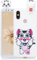 Voor Xiaomi Redmi 6 Pro schokbestendige cartoon TPU beschermhoes (kat)