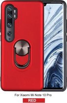 Voor Xiaomi Mi Note10 Pro / Note10 360 roterende multifunctionele stent PC + TPU-hoes met magnetische onzichtbare houder (rood)