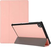 3-vouwen Skin Texture Horizontale Flip TPU + PU lederen tas met houder voor Lenovo M10 Plus (roze)