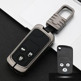 Auto Lichtgevende All-inclusive Zinklegering Sleutel Beschermhoes Sleutel Shell voor Honda A Stijl Smart 3-knop (Gun Metal)