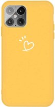 Three Dots Love-heart Pattern Frosted TPU beschermhoes voor iPhone 12/12 Pro (geel)