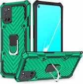 Voor OPPO A52 / A92 Cool Armor PC + TPU schokbestendig hoesje met 360 graden rotatieringhouder (donkergroen)