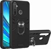 Voor OPPO Realme 5 Pro 2 in 1 Armor Series PC + TPU beschermhoes met ringhouder (zwart)