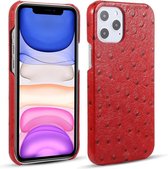 Struisvogel textuur hoofdlaag rundleder achterkant hoes voor iPhone 12 Pro Max (rood)