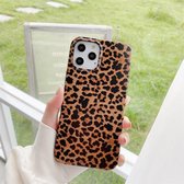 Voor iPhone 12 Pro Max Leopard-patroon Niet-volledige dekking TPU-beschermhoes (bruin)