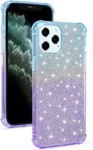 Voor iPhone 12 Pro Max Gradient Glitter Poeder Schokbestendig TPU Beschermhoes (Blauw Paars)