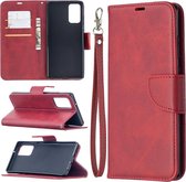 Voor Samsung Galaxy Note 20 Retro Lambskin Texture Pure Color Horizontale Flip PU Leather Case, met houder & kaartsleuven & portemonnee & lanyard (rood)