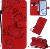 Voor Xiaomi Mi 9 Pro Pressed Printing Butterfly Pattern Horizontale Flip PU lederen tas met houder & kaartsleuven & portemonnee & lanyard (rood)