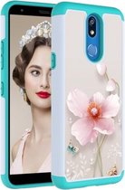 Gekleurd tekenpatroon PC + TPU beschermhoes voor LG K40 (Pearl Flower)