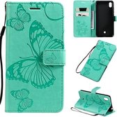 Voor LG K20 Pressed Printing Butterfly Pattern Horizontale Flip PU lederen tas met houder & kaartsleuven & portemonnee & lanyard (groen)