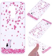 Voor LG G7 Gekleurd tekeningpatroon Zeer transparant TPU beschermhoes (Cherry Blossom Cat)
