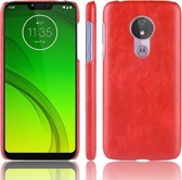 Schokbestendige Litchi Texture PC + PU-hoes voor Motorola Moto G7 Power (rood)