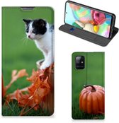 Hoesje Geschikt voor Samsung Galaxy A71 Flip Case Kitten