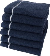 Twentse Damast Keuken Handdoeken - Hollandse Designs - Keukendoeken Set - 6 stuks - 50x55 cm - Streep Marine Blauw