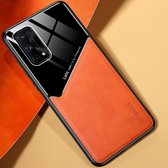 Voor OPPO Realme X7 Pro All-inclusive leer + beschermhoes van organisch glas met metalen ijzeren plaat (geel)