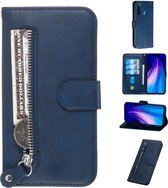 Voor Geschikt voor Xiaomi Redmi Note 8 Fashion Calf Texture Zipper Horizontal Flip PU Leather Case, met houder & kaartsleuven & portemonnee (blauw)