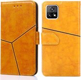 Voor vivo Y52S 5G Geometrische stiksels Horizontale flip TPU + PU lederen tas met houder & kaartsleuven en portemonnee (geel)