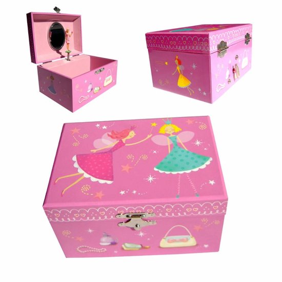 Sieradendoos voor Kinderen 2 Elfjes - Roze - Muziekdoosje met Dansende Ballerina - Simply for Kids van Simply for kids — afbeelding 4