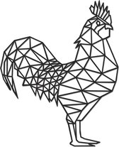Hout-Kado - Haan - Kip - Small - Zwart - Geometrische dieren en vormen - Hout - Lasergesneden- Wanddecoratie