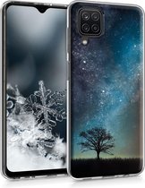 kwmobile telefoonhoesje voor Samsung Galaxy A12 - Hoesje voor smartphone in blauw / grijs / zwart - Sterrenstelsel en Boom design